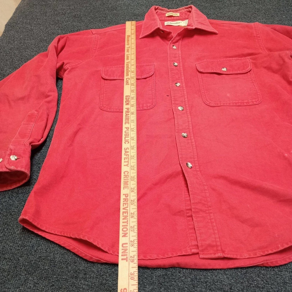 Vintage St Johns Bay Flannel Chamois Cloth Shirt Adult Large Red Button Up - Picture 5 of 8